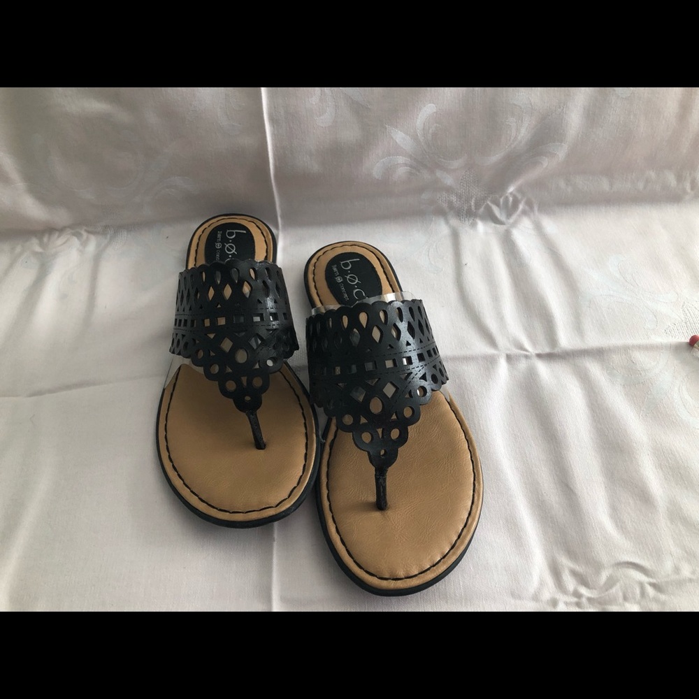 BOC Black Lattice Leather Sandal